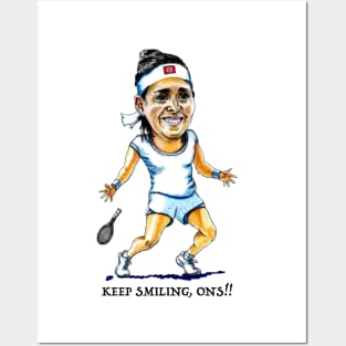 Ons Jabeur pro tennis player caricature Posters and Art